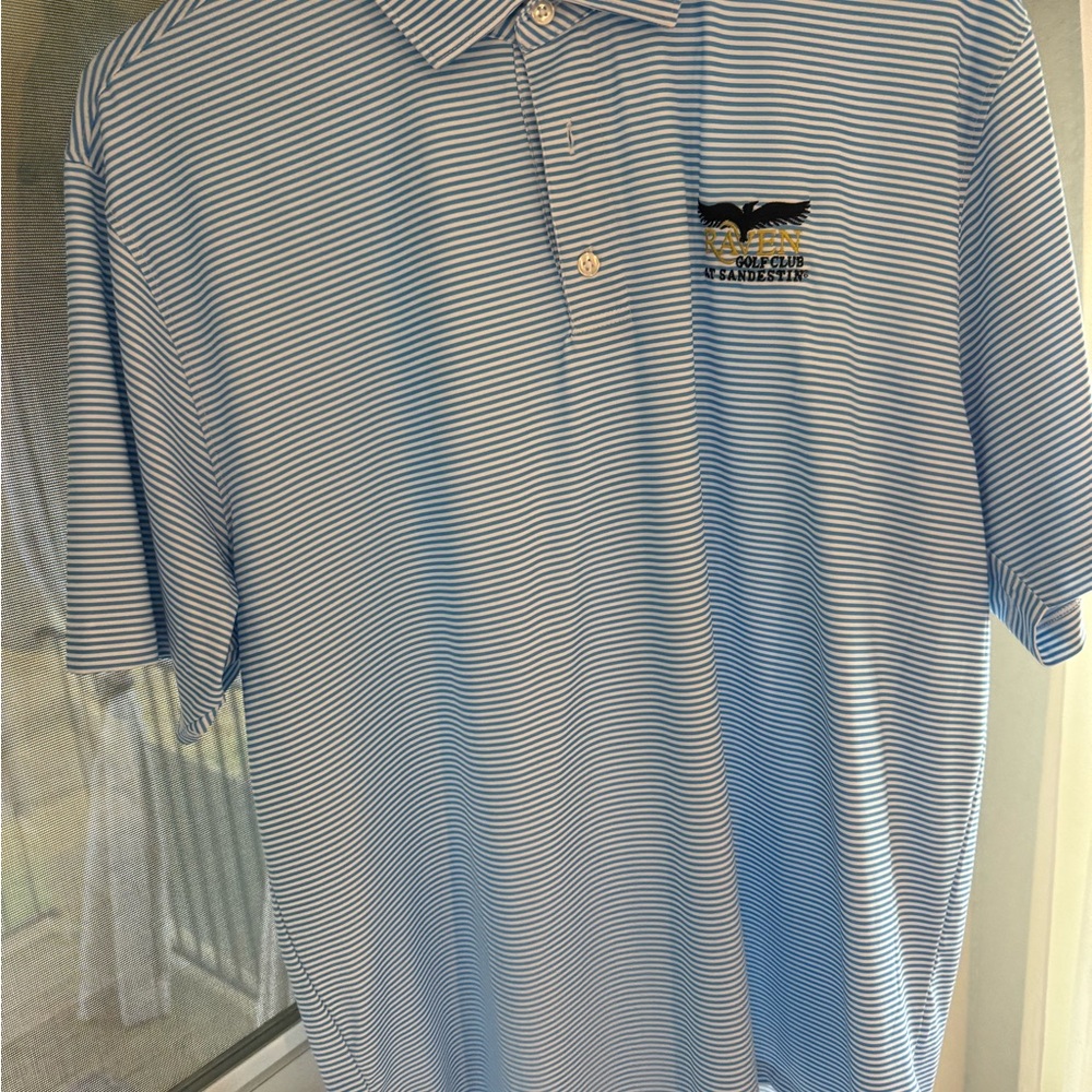 Golf Club Blue Striped Polo Shirt